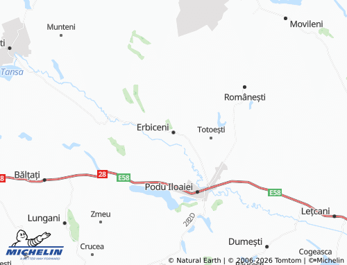 Mappa MICHELIN Erbiceni - ViaMichelin