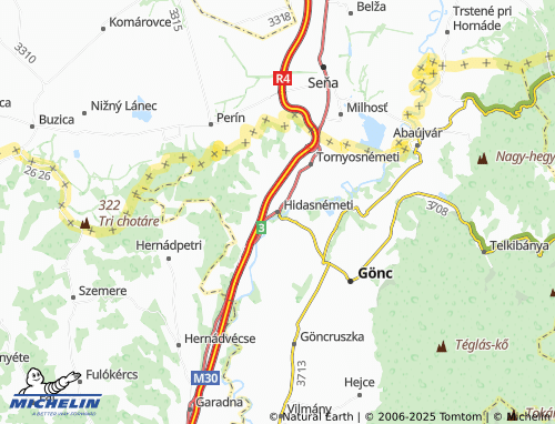 MICHELIN Hidasnémeti map - ViaMichelin