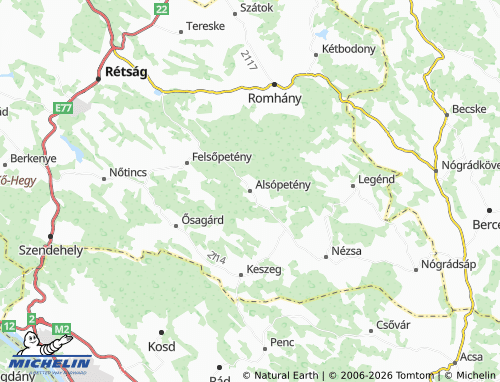 Mapa MICHELIN Alsópetény - ViaMichelin