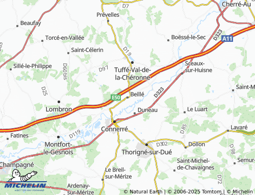 MICHELIN Beillé map - ViaMichelin