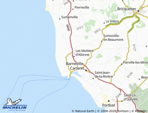 MICHELIN Les Moitiers-d'Allonne map - ViaMichelin