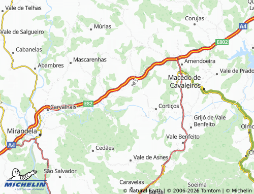Mappa MICHELIN União das Freguesias de Avantos e Romeu - ViaMichelin