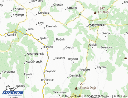 MICHELIN Ovacık map - ViaMichelin