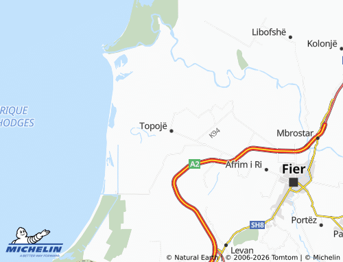 Mappa MICHELIN Topojë - ViaMichelin