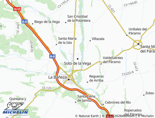 MICHELIN Soto de la Vega map - ViaMichelin