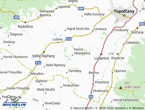 MICHELIN Horné Obdokovce map - ViaMichelin