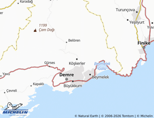 MICHELIN Köşkerler map - ViaMichelin