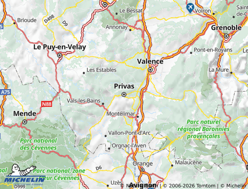 Kaart MICHELIN Ardèche - ViaMichelin