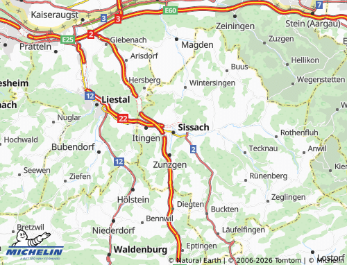 MICHELIN-Landkarte Sissach - ViaMichelin