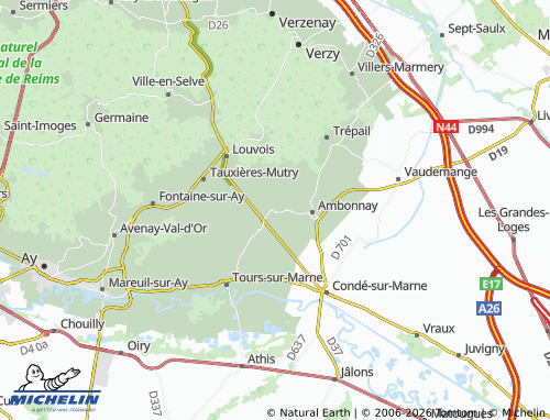 MICHELIN Bouzy map - ViaMichelin