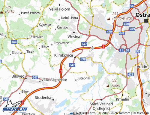 Mappa MICHELIN Klimkovice - ViaMichelin