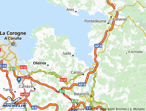 MICHELIN Sada (Santa María) map - ViaMichelin