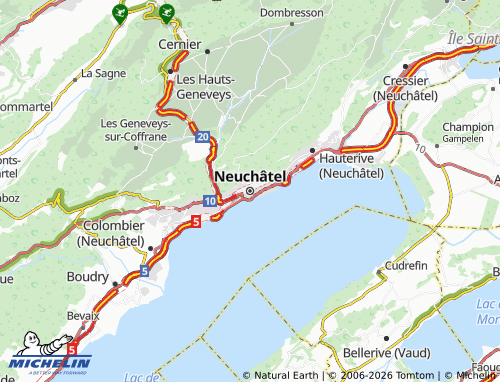Mapa MICHELIN Neuchâtel - ViaMichelin