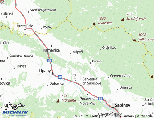 MICHELIN Hanigovce map - ViaMichelin