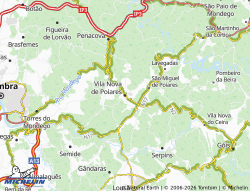 MICHELIN Vila Nova de Poiares map - ViaMichelin