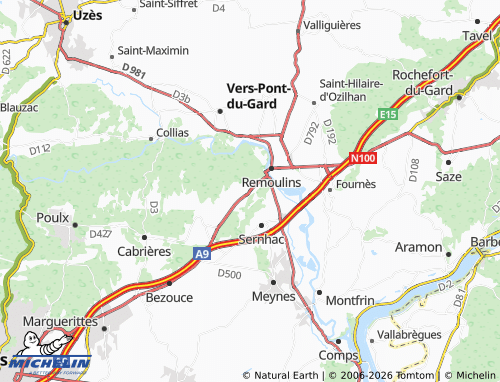 Mappa MICHELIN Saint-Bonnet-du-Gard - ViaMichelin