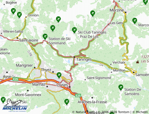 Carte MICHELIN Taninges - ViaMichelin