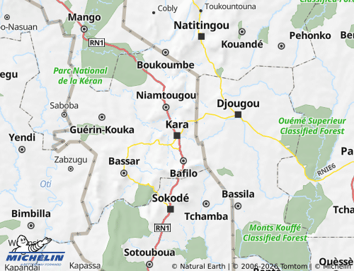 Mapa MICHELIN Région de la Kara - ViaMichelin