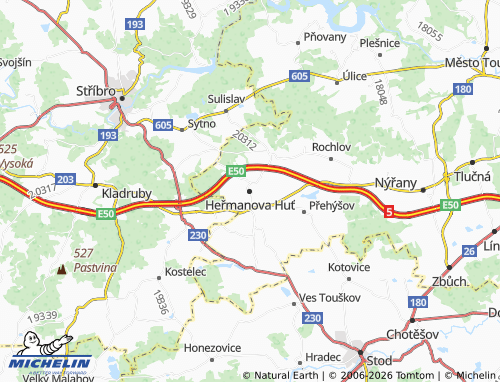 Mapa MICHELIN Heřmanova Huť - ViaMichelin