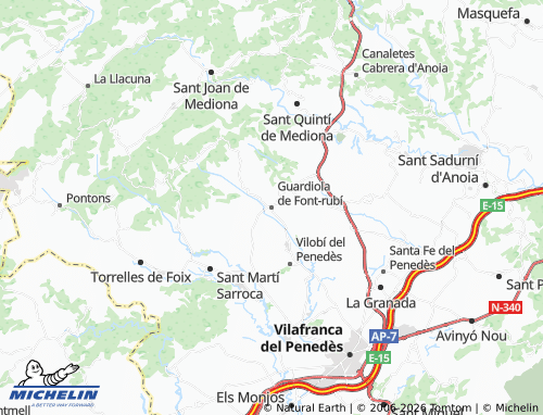 Mappa MICHELIN Guardiola de Font-rubí - ViaMichelin
