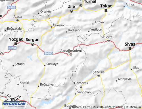 MICHELIN Akdağmadeni map - ViaMichelin