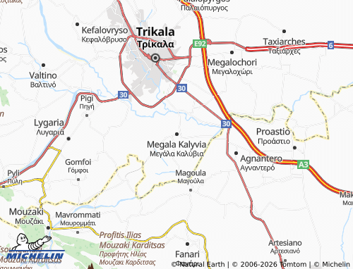 MICHELIN Megala Kalyvia map - ViaMichelin