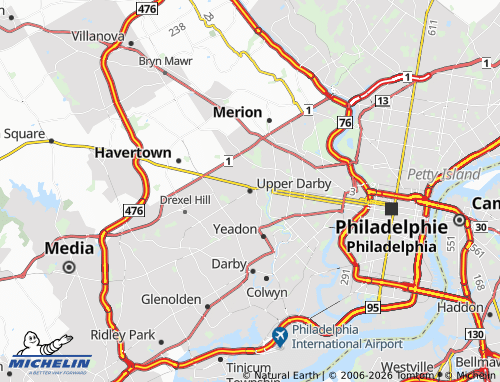Carte MICHELIN Upper Darby - ViaMichelin