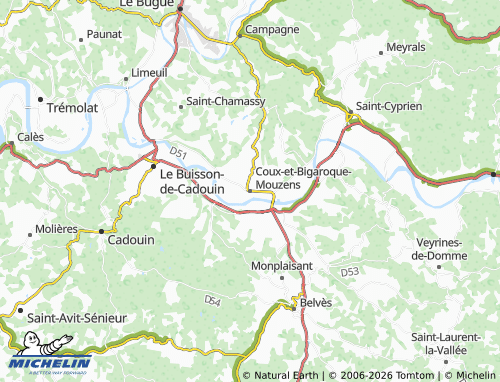 MICHELIN Coux-et-Bigaroque-Mouzens map - ViaMichelin