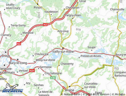Carte MICHELIN Vailly-sur-Aisne - ViaMichelin