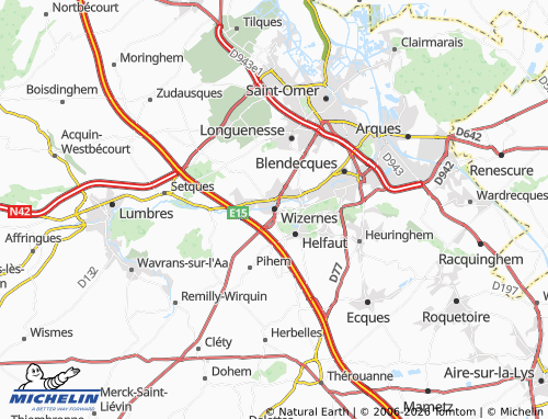 Carte MICHELIN Wizernes - ViaMichelin