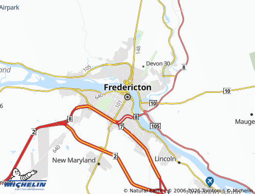 Kaart MICHELIN Fredericton - ViaMichelin