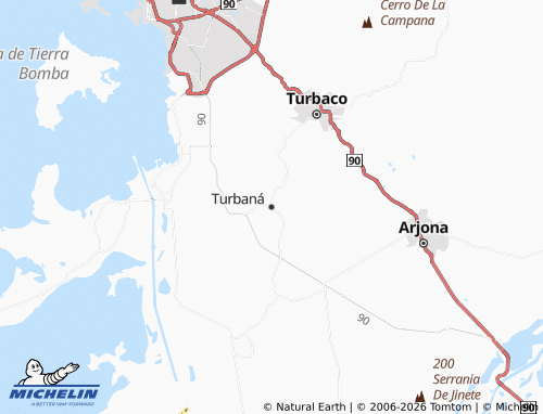 Carte MICHELIN Turbaná - ViaMichelin