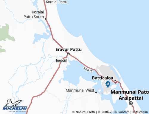 Mappa MICHELIN Eravur Town - ViaMichelin