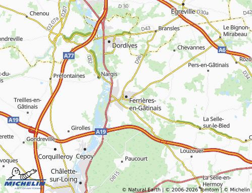 Carte MICHELIN Ferrières-en-Gâtinais - ViaMichelin