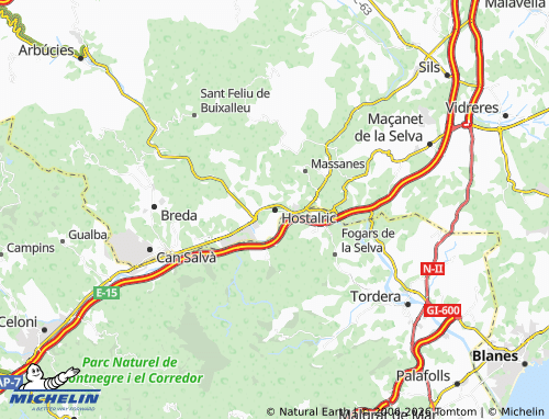 MICHELIN Hostalric map - ViaMichelin