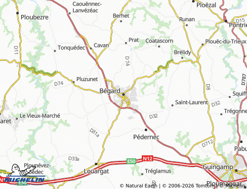 Mappa MICHELIN Bégard - ViaMichelin