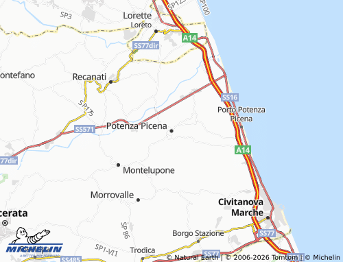 Carte MICHELIN Potenza Picena - ViaMichelin