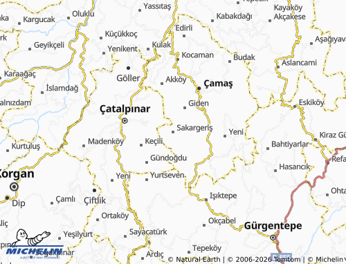 MICHELIN Sakargeriş map - ViaMichelin