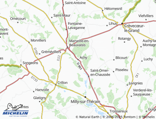 MICHELIN Achy map - ViaMichelin