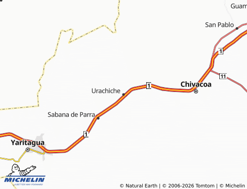 MICHELIN Urachiche map - ViaMichelin