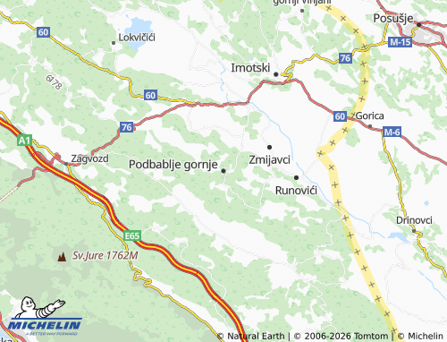 MICHELIN-Landkarte Podbablje gornje - ViaMichelin