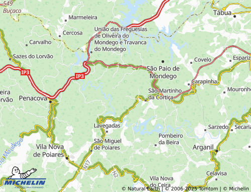 MICHELIN União das Freguesias de Friúmes e Paradela map - ViaMichelin