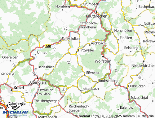 MICHELIN-Landkarte Oberweiler im Tal - ViaMichelin