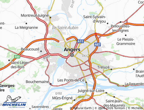 MICHELIN Angers map - ViaMichelin