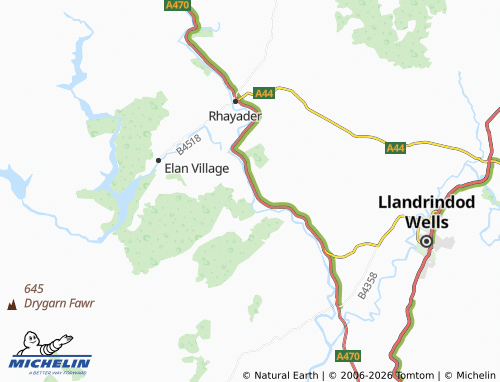 Mappa MICHELIN Llanwrthwl - ViaMichelin