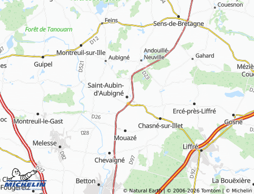 MICHELIN Saint-Aubin-d'Aubigné map - ViaMichelin