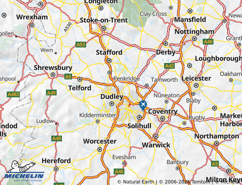 Carte MICHELIN Walsall - ViaMichelin