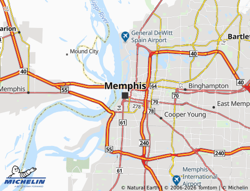 Mapa MICHELIN Memphis - ViaMichelin
