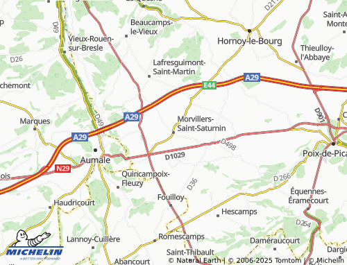 MICHELIN Morvillers-Saint-Saturnin map - ViaMichelin