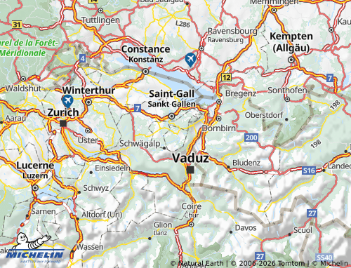 Carte MICHELIN Appenzell Rhodes-Intérieures - ViaMichelin